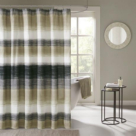 Madison Park MPE70-173 Essentials Saben Printed Shower Curtain 72x72 Taupe, 72 x 72