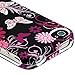 Snap-on Rubber Coated Case compatible with Apple iPhone 4 / 4S, Pink / Black Butterfly