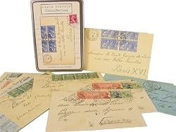 Cavallini Carte Postale Vintage Letters Theme Tin of 18 (9 Different Designs) Assorted Vintage Look Postcards
