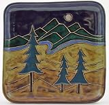 8.5 MARA Collectible Stoneware LUNCH Salad APPETIZER Square PLATE Trees MOUNTAIN Design