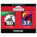 Lexmark No 36 Black & No 37 Color Combo Pack, Return Program Print Cartridges