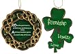 Set Of 2 Irish Blessing Shamrock Christmas Ornaments