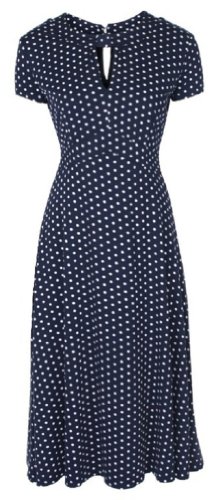 Lindy Bop Womens 'Juliet' Classy Polka Dot Vintage Ww2 Landgirl Pinup Tea Dress