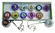 Assorted Saints Rosary Display - 12 pieces - Hard Plastic Case