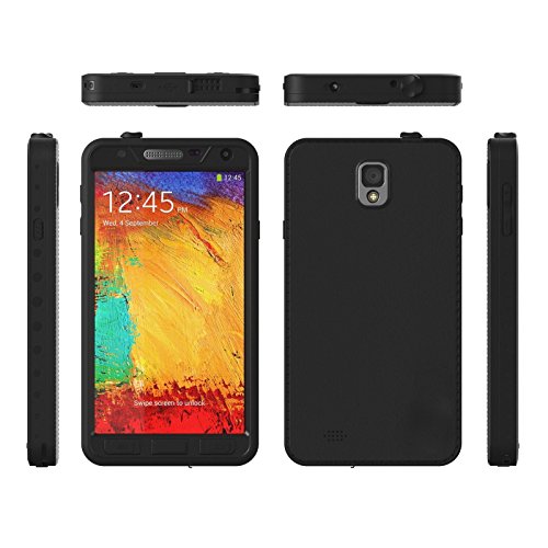 Samsung Galaxy Note 3 Case, Galaxy Note 3 Waterproof Case - Zoumba Dustproof, Shockproof, Dirtproof, Snowproof, Atomic Slim Hard Shell Waterproof, Hard Armor Full Protective Cover Case for Samsung Galaxy Note 3 Note iii N900 - Black