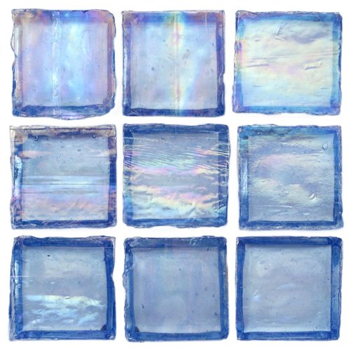 12 x 12 In. Crystal Blue Iridescent Recycled Glass Blue Mosaic Tile Kitchen, Bathroom Backsplash