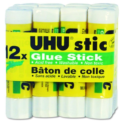 UHU Stic Permanent Clear Application Glue Stick, 0.29 oz, 12 Sticks per Pack (99450)