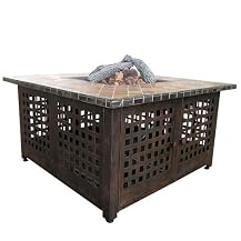 Uniflame LP Gas Outdoor Fire Bowl with Slate and Marble Mantle