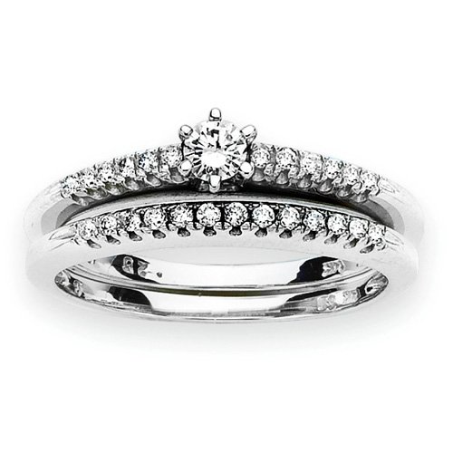 14K White Gold 1/4 ct. Diamond Engagement Set