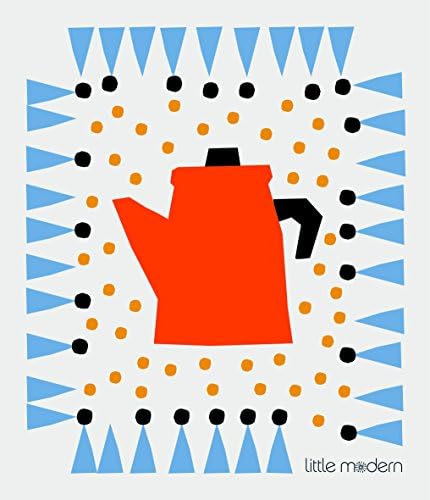 Swedish Dishcloth Eco-friendly Red Kettle with Blue Triangles