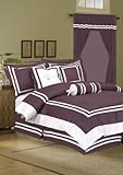7Pcs Full Hotel Cotton Block Duvet Cover Set Purple
