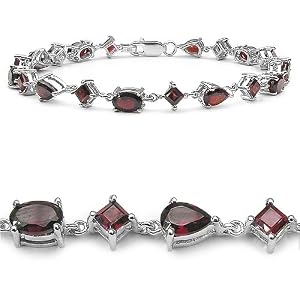 7.50 Carat Genuine Garnet Sterling Silver Bracelet by