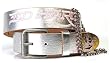 Ed Hardy Womens Metallic Silver Belt with Detachable Crystal Embellished Chain