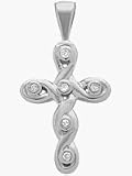 14 Karat White Gold 6 Diamond Small Religious Cross