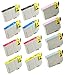 12 Pack Remanufactured Inkjet Cartridges for Epson T079 #79 T079120 T079220 T079320 T079420 T079520 T079620 Compatible With Epson Artisan 1430, Stylus Photo 1400 (2 Black, 2 Cyan, 2 Magenta, 2 Yellow, 2 Light Cyan, 2 Light Magenta) 12PK by Aria Supplies ®