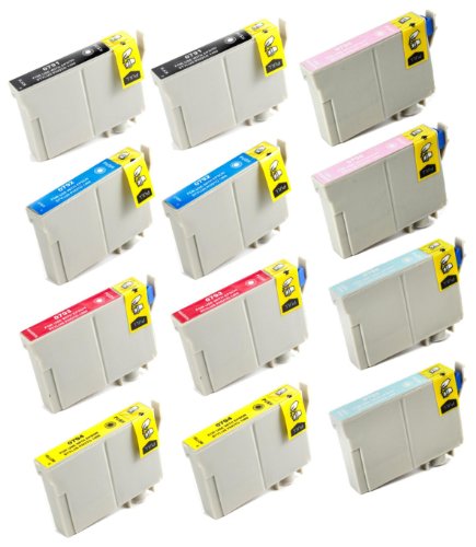 12 Pack Remanufactured Inkjet Cartridges for Epson T079 #79 T079120 T079220 T079320 T079420 T079520 T079620 Compatible With Epson Artisan 1430, Stylus Photo 1400 (2 Black, 2 Cyan, 2 Magenta, 2 Yellow, 2 Light Cyan, 2 Light Magenta) 12PK by Aria Supplies ®