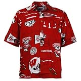 Reyn Spooner Wisconsin Badgers Red Scenic Print Hawaiian Shirt