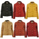 Indi New Womens Quilted Gold Popper Front Leather Elbow Panel Ladies Jacket Coat