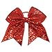 CN 4pcs 7 Inches Large Sequined Cheer Hair bow, Handmade Ponytail Holder Elastic Band Cheerleader Bows for Teen Girls College Sports Hair Accessories