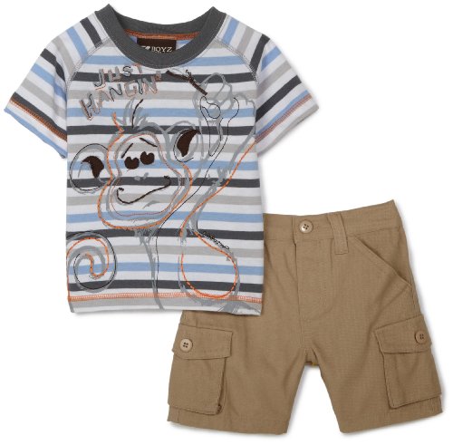 Nannette Baby Boys 2 Piece Short Set - White Khaki