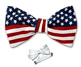 Men's - Red - White - Blue - American Flag Pre Tied Bow Tie