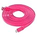 Aduro - Apple Certified / MFi - USB to Lightning Extra Long FLAT Charge & Sync Cable fits all Apple Devices with Lightning Connector - iPhone 5 / 5S / 5C / 6 / 6 Plus, iPad 4, iPad Mini, iPad Air, New iPod Touch and Nano (10 Feet / 3 Meters) (Pink)