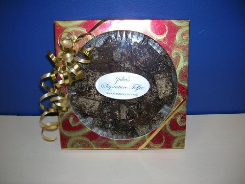 Chocolate Jewels - Deluxe Gift Box of Dark Chocolate Pecan Toffee