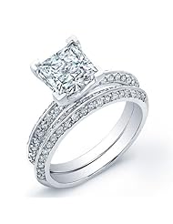 2.0 ct princess cut diamond wedding engagement anniversary bridal ring set band