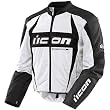 Icon Arc Men's Textile Street Racing Motorcycle Jacket - White