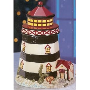 Light House Cookie Jar ~ Colorful Ceramic Lighthouse Design ~ Storage Container by 