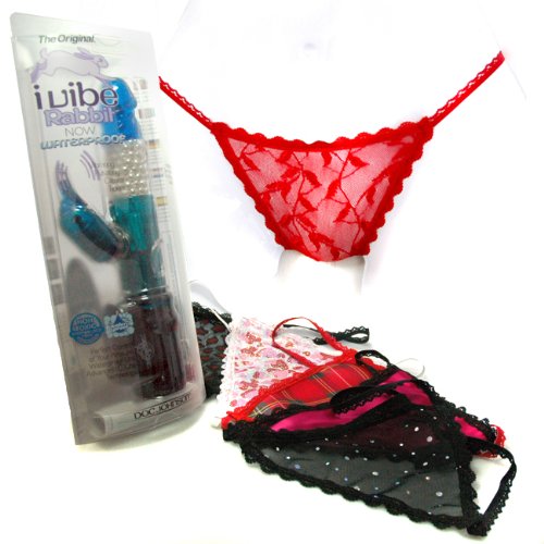 Doc Johnson i-Vibe Rabbit Vibrator Blueberry and Thong Panty Lingerie Collection