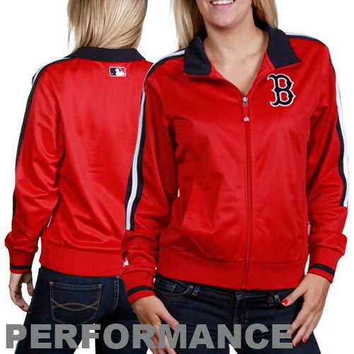Majestic Boston Red Sox Ladies Red Therma Base Performance Track Jacket (Medium)