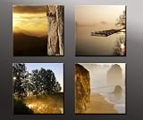Keilrahmenbild Set 4 teilig Landschaften - fertig gerahmt auf Keilrahmen, Qualitätsware 100% Made in Germany! Lounge Bild mit Bilderrahmen. Kein Poster oder Plakat sondern Leinwand Kunstdruck als Wandbild mit Rahmen. Das ideale Geburtstagsgeschenk.