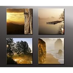 Keilrahmenbild Set 4 teilig Landschaften - fertig gerahmt auf Keilrahmen, Qualit�tsware 100% Made in Germany! Lounge Bild mit Bilderrahmen. Kein Poster oder Plakat sondern Leinwand Kunstdruck als Wandbild mit Rahmen. Das ideale Geburtstagsgeschenk.