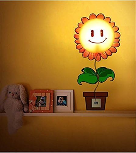 HOP LINK DIY 3D Wallpaper and Wall Decoration Design Lampshade Warm White Light Novelty Cartoon Wall Stickers Home Room Decor Decoration Led Night Light Lamp For Kids' Bedroom (Sunflower)