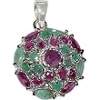 Multi Gemstone Pendant with Chain Silver Jewelry 1.25 Inches