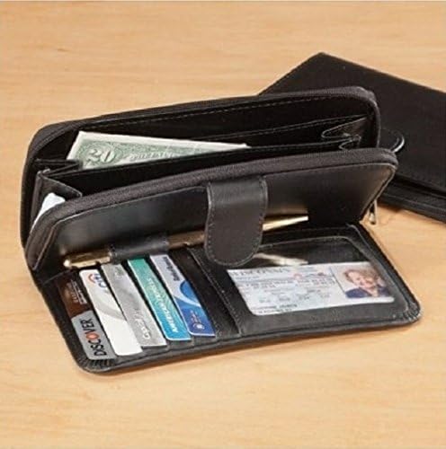 Clutch Wallet Women's Black Cards Cash Holder Zip Around Purse