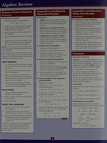 algebra review study card 2nd edition