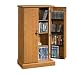 CD DVD Blu-Ray Movie Wall Storage Cabinet Tower Rack w/Adjustable Shelves and Key Locking - OAK