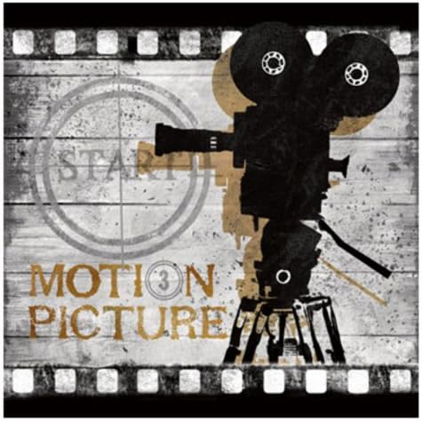 Creative Images Motion Picture Wall Art, Gold, Black Beveled Edge Wood Plaque - 12W x 12H in.
