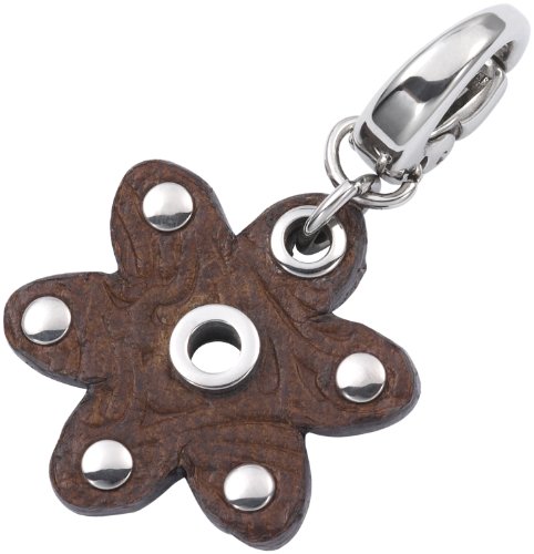 FOSSIL Damen Charm Anhänger Edelstahl Leder Blume JF82532040 Charms