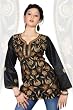Black long sleeves Kurti/Tunic with contrast jaal embroidery
