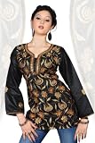 Black long sleeves Kurti/Tunic with contrast jaal embroidery