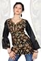 Black long sleeves Kurti/Tunic with contrast jaal embroidery