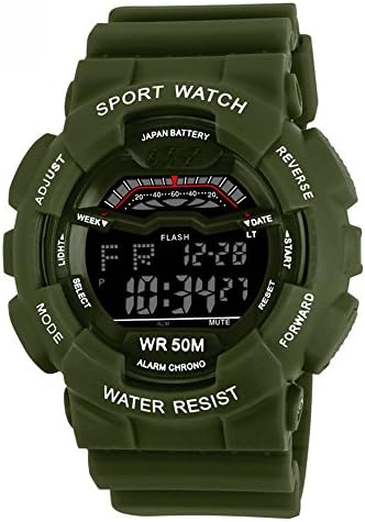 Boys Girls Cool Outdoor Water-proof Digital Sports Watche With Date Alarm Green
