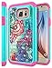 Galaxy S7 Active Case, S7 Active Case, Style4U Flower Studded Rhinestone Crystal Bling Hybrid Armor Case Cover for Samsung Galaxy S7 Active [Not for Galaxy S7] with 1 Style4U Stylus [Teal/Hot Pink]