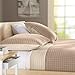 Amazon Brand – Pinzon Reversible Square Matelasse Coverlet, Twin, Ivory/Camel