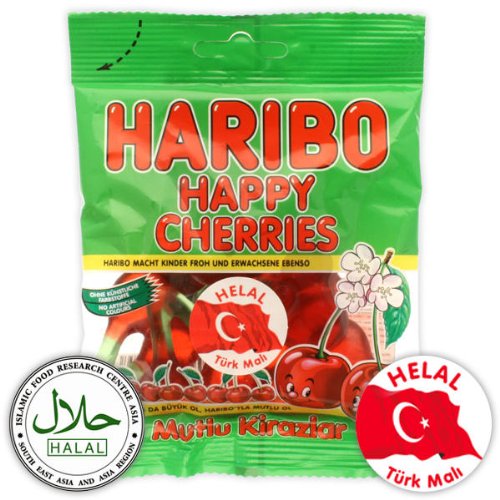 Haribo Happy Cherries / Mutlu Kirazlar, Helal / Halal, Gummibärchen, Weingummi, Fruchtgummi, 80g