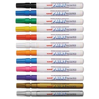 Sanford63721 Uni-Paint Oil Based Marker, Fine Point, Assorted Inks, 12/Set