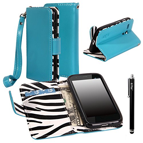 Moto G case, Moto G Flip Case, E LV Moto G Case Cover by Google - Deluxe PU Leather Flip Wallet Case Cover for Motorola Moto G with 1 E LV Stylus - Blue